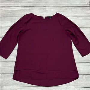 The Limited Burgundy Blouse with Boxy Style and 3/4 Sleeves